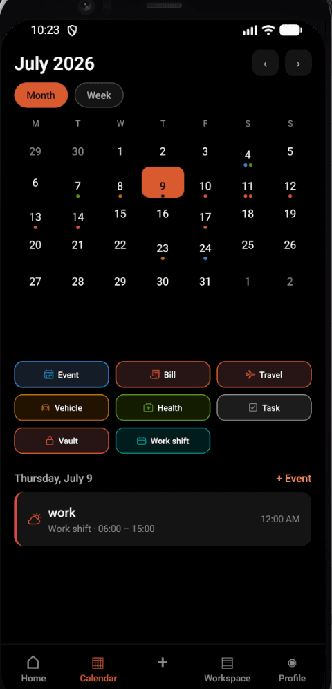 Zetily planning screen
